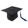 thumbnail image 1 of Adjustable Adults Student Mortar Board Graduation Hat Fancy Dress Accessory (Black+Blue), 1 of 5