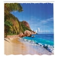 thumbnail image 2 of Ambesonne Beach Shower Curtain, Summer Ocean and Palm Trees, 69"Wx75"L, Blue Brown, 2 of 4