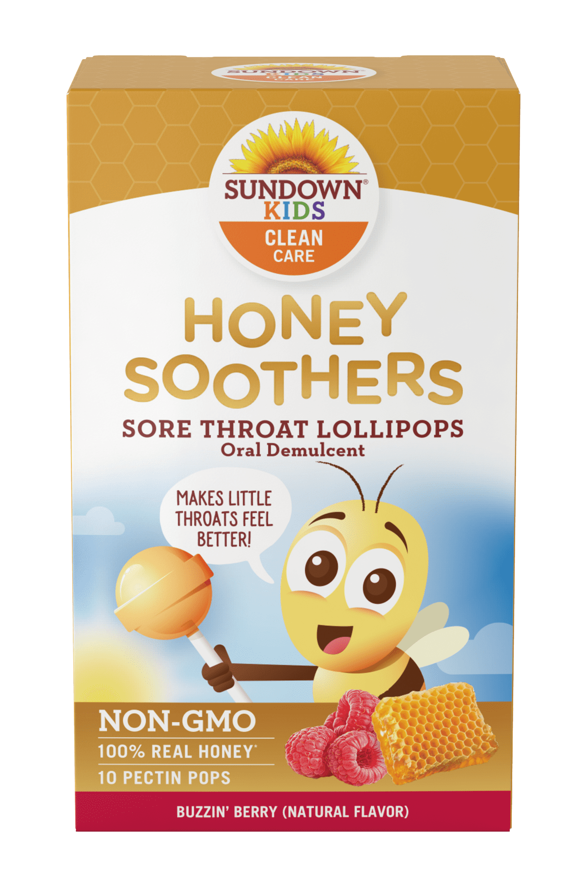 Sundown® Kids Honey Soothers Sore Throat Lollipops Raspberry
