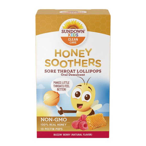 Sundown® Kids Honey Soothers Sore Throat Lollipops Raspberry