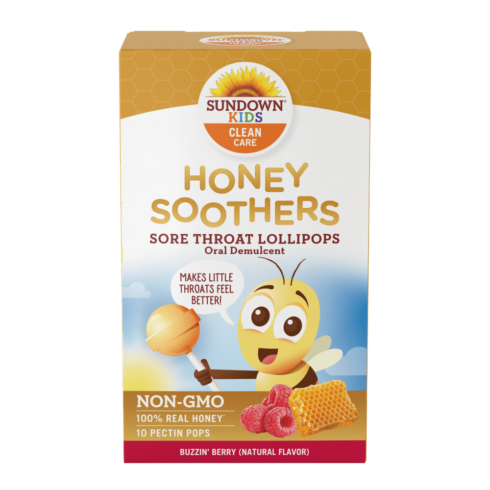 Sundown® Kids Honey Soothers Sore Throat Lollipops Raspberry