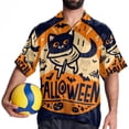 thumbnail image 4 of Halloween Font Men's Casual Printed Poplin Short Sleeve Button Down Beach Shirt with Spread Collar Top, 4 of 6