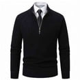 thumbnail image 2 of RMGVDSD Mens Quarter Zip Pullover Sweater Dress Slim Fit Men's Stand Up Collar Zipper Knitted Sweaters Autumn Winter Thickened Casual Sweater Top Sweater Fall Tops, 2 of 5
