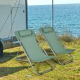 thumbnail image 3 of Costway Set of 2 Beach Chair Portable 3-Position Lounge Chair w/ Headrest Green, 3 of 10