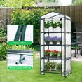 thumbnail image 3 of VIVOSUN Mini 4-Tier Greenhouse with Wheels, 27 x 19 x 63-Inch Reusable Portable Warm House with Clear PVC Cover and Shelf for Compact Garden and Small Backyards, with Wheels, 3 of 7