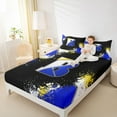 thumbnail image 4 of Feelyou Blue Monogrammed B Bed Sheets for Kids, Chic Splatter Splash King Sheets, Art Letter Sheet Set, Ultra Soft Bedroom Decor, 4-Piece, 4 of 7