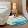 thumbnail image 3 of Blue Ombre Beach Round Area Rug 4ft, Ocean Coastal Gradient Waves Summer Washable Non-Slip Circle Rugs for Bedroom Living Room Kitchen, Soft Non Shedding Circle Carpet for Dining Room Dorm, 3 of 9