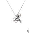 thumbnail image 2 of Delight Jewelry Silvertone Domed Contemporary Dance Splits - Love and Lock Charm Necklace, 18"+1", 2 of 4