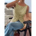 thumbnail image 4 of Womens Vest Top Trendy Button Up Tank Tops Asymmetrical Y2k Going Out Top Light Green S, 4 of 9