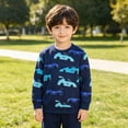 thumbnail image 5 of TOWED22 Toddler Baby Boy Girl Long Sleeve Crewneck Pullover Sweatshirt Sweater Outfits Cartoon Printed Casual Clothes(Dark Blue,4-5 Y), 5 of 6