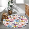 thumbnail image 3 of Round Rugs 4Ft, Colorful Floral Spring Round Area Rug Washable Indoor Throw Carpet, Country Watercolor Botanical Soft Non Slip Circle Rug for Kitchen Nursery Room Home Decor Aesthetic, 3 of 8
