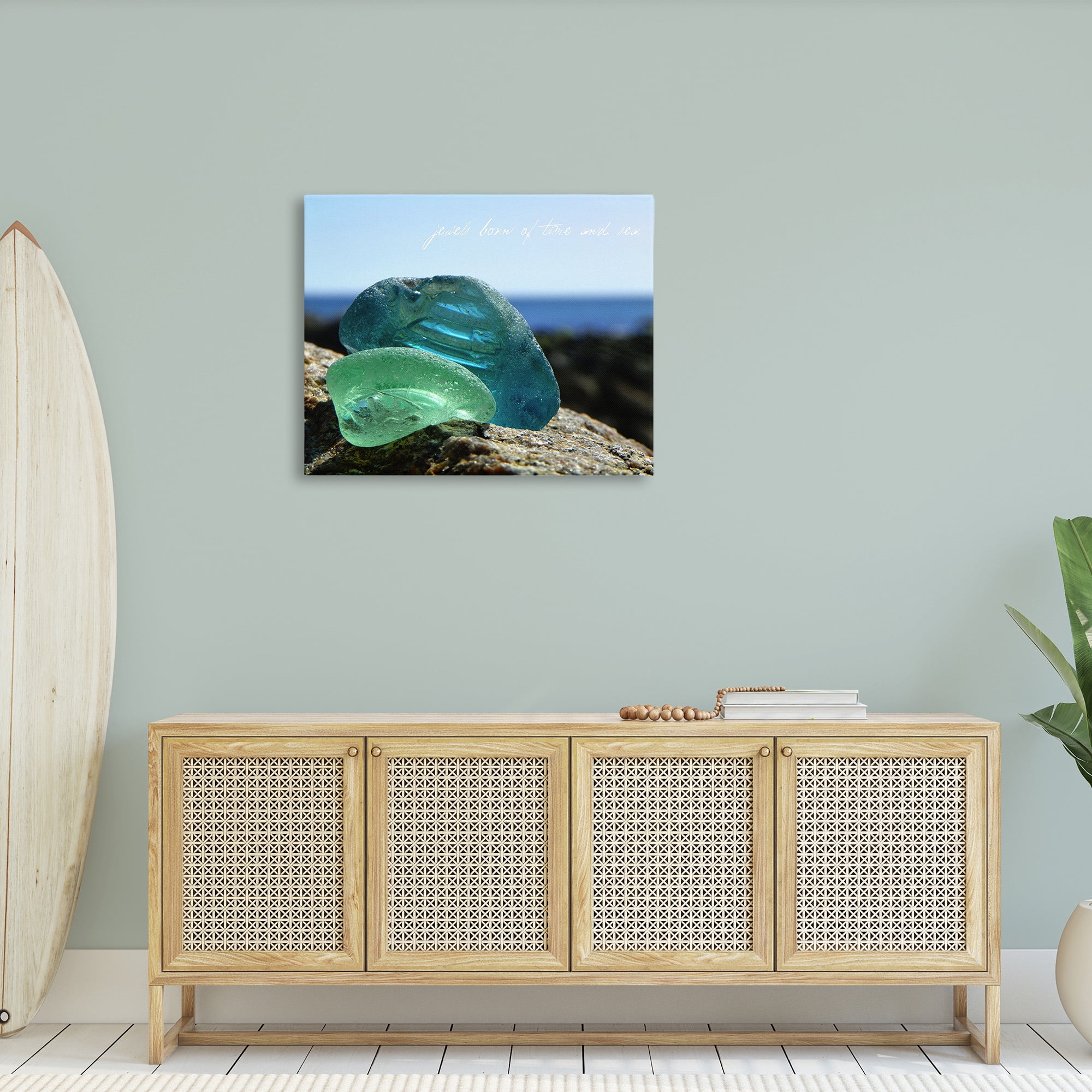 Stupell Industries Sea Glass Photography Phrase Typography Photography Gallery Wrapped Canvas Art Print Wall Art, 40 x 30