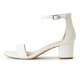 thumbnail image 2 of J.Adams Daisy, Women's High Heel Block heels Chunky Party Dress Shoes Ankle Strap Wedding Heeled Sandals - White PU - 6.5, 2 of 7