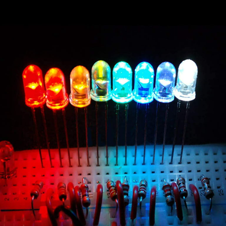 100 Pcs 5mm Blue LED Diode Lights - Clear Transparent Diodes LEDs Bulb 