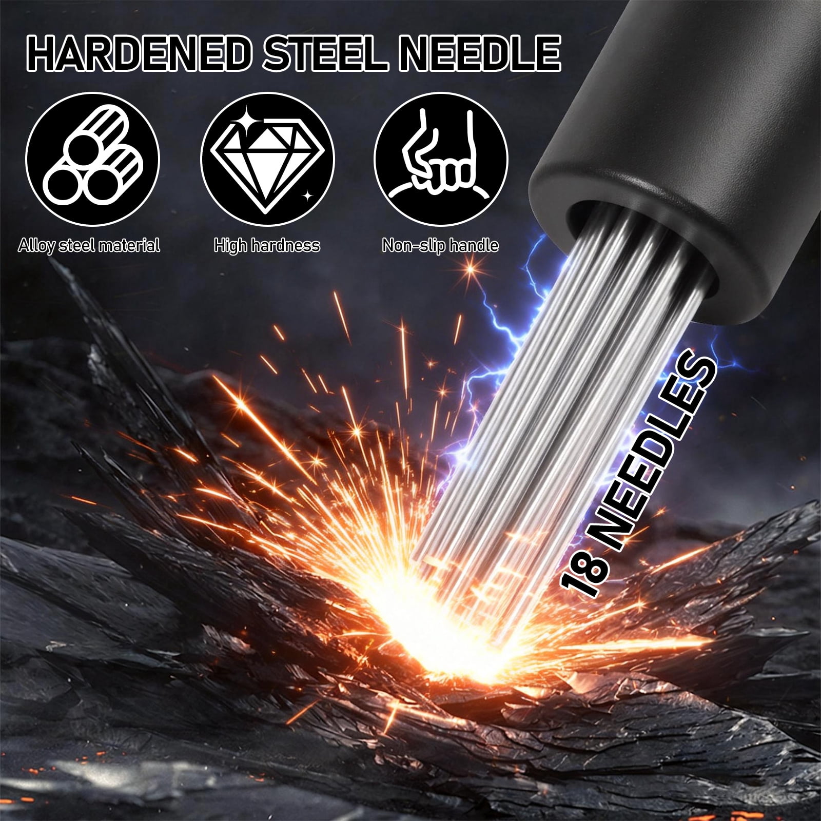 Needle Scaler SDS Plus Attachment for Hammer Drill Needle Scaler Alternative 18 Prong for Paint Stripping Rust Removal Concrete Scabbling