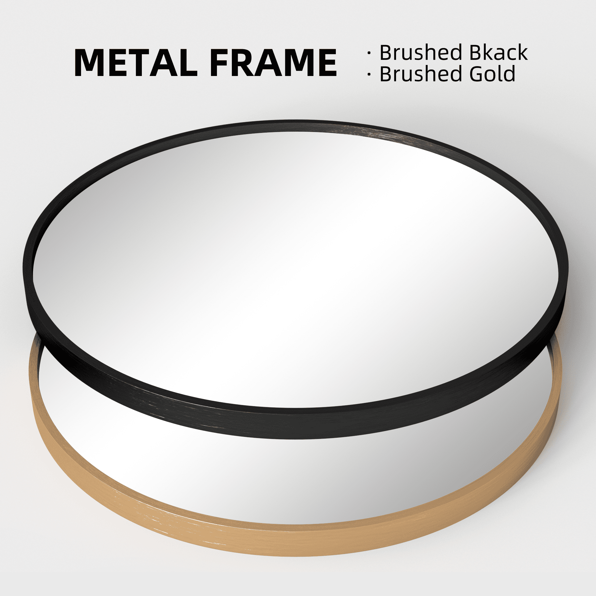 MAYEERTY 20" Round Wall Mirror - Aluminum Frame, Suitable for Vanity/Bathroom/Living Room, Black