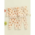 thumbnail image 4 of Michellecmm Toddler Girl Fall Halloween Outfit Pumpkin Print Long Sleeve Round Neck Pullover with Elastic Waist Pants 2 Pcs Set, 4 of 9