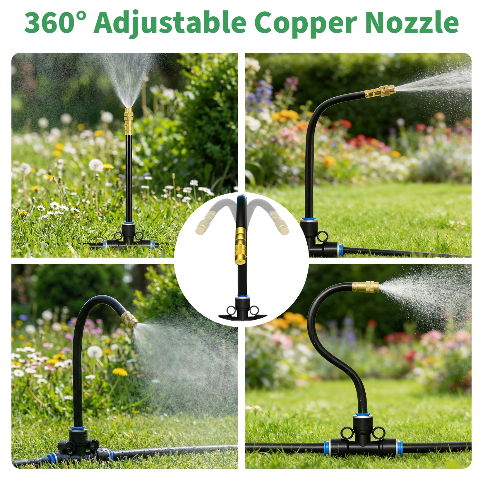 GIMMYFIVE 98FT Drip Irrigation Kit, Automatic Watering System with Adjustable Sprinklers, 1/4" PVC Tubing, DIY for Garden, Lawn, Greenhouse, Raised Beds