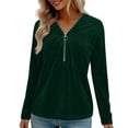 thumbnail image 1 of Blusas de Manga Larga para las Mujeres Cremallera de Cuello en V Delantera Color Sólido Top de Moda Casual, Tops de Color Sólido para las Mujeres, 1 of 9