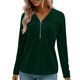 thumbnail image 1 of Blusas de Manga Larga para las Mujeres Cremallera de Cuello en V Delantera Color Sólido Top de Moda Casual, Tops de Color Sólido para las Mujeres, 1 of 9
