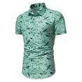 thumbnail image 1 of Camisas Para Hombre Casual Camiseta de manga corta con botones de solapa personalizada con estampado de moda para hombre (Green, L), 1 of 3