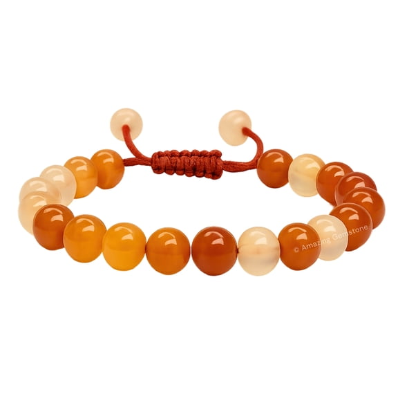 Carnelian Crystal Bracelet - 8mm Beaded Bracelet and Healing Stones