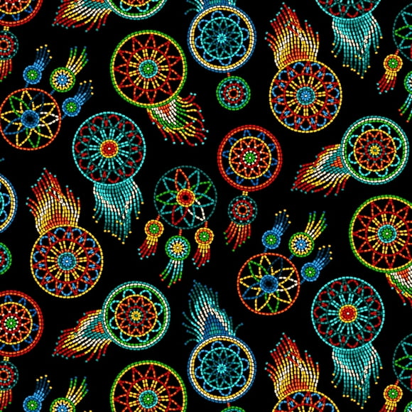 Elizabeth's Studios Colorful Dream Catchers, on Black, Southwest, Tucson, by The Yard