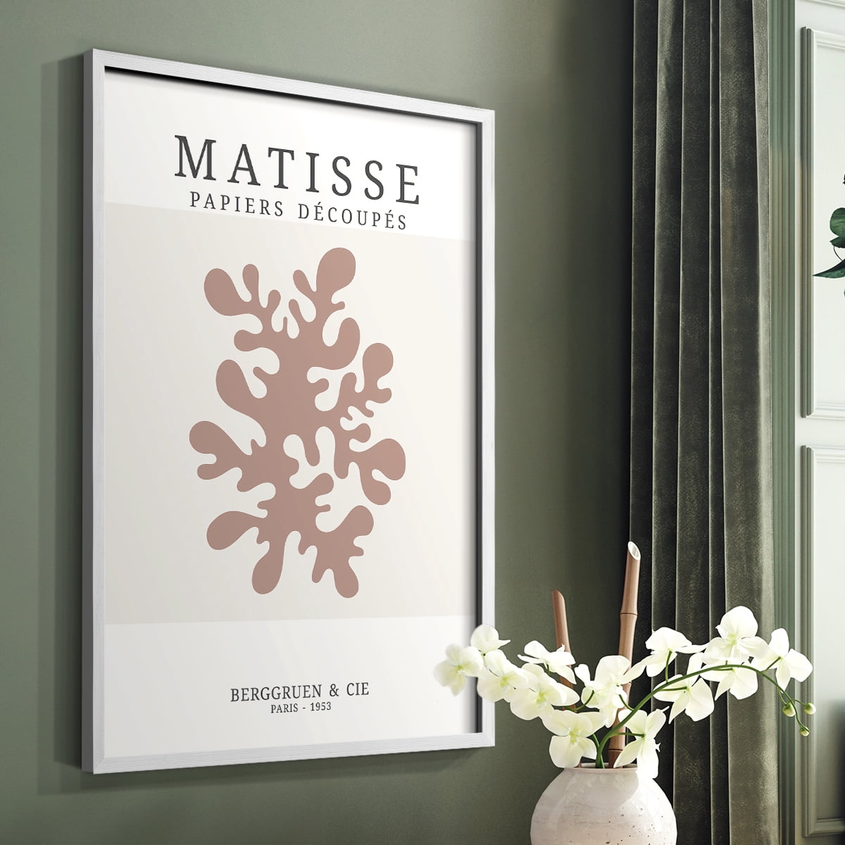 Matisse CDXXX in White Solid Wood Framed Print No Nail Hanging