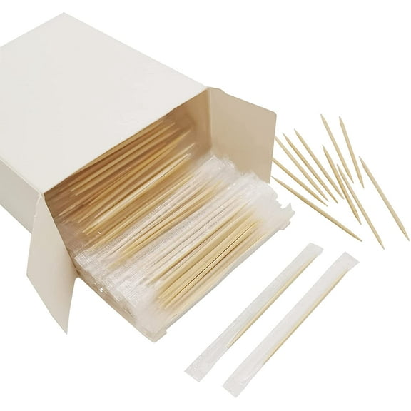 Wood Bamboo Mint Individually Cello Wrapped Toothpicks 2.5 Inch Pack 1000,High Class Food Picks with Flavor,Bamboo Mint Toothpicks for Appetizers,Cocktails,Fruits,Olive,BBQ Picks.
