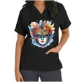 thumbnail image 3 of Jinhomg Womens Holiday Scrub Shirts Funny Mardi Gras Mask Graphic Scrubs Lightweight Comfy Short Sleeve V-Neck Carnival Themed Tunic Top 90 Percent off Clearance Black M, 3 of 6