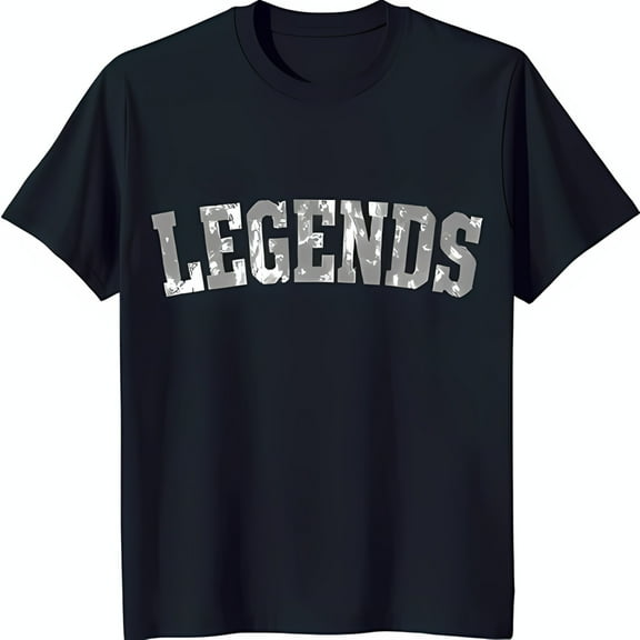 Stylish Black T-Shirt with 'Legends' Graphic Casual Neck