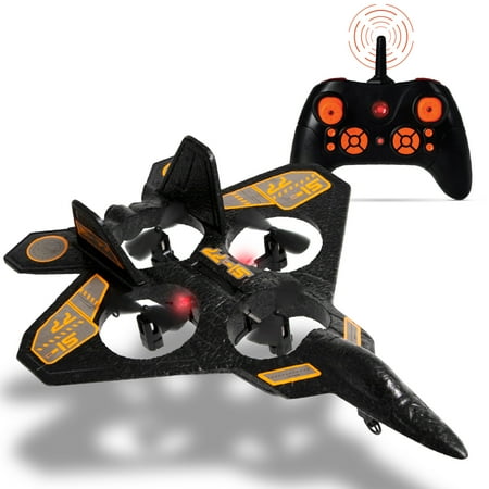 Sharper Image Thunderbolt Remote Control Stunt Drone, 2.4 GHz Wireless Fighter Jet RC, Quadcopter with Assisted Landing, Small Plane for Kids and Beginners, Rechargeable (copy)
