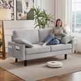thumbnail image 2 of HOMCOM 3 Seater Sofa,  66.5" Velvet Upholstered Couch with 2 Pillows, Grey, 2 of 10