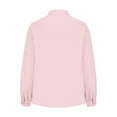 thumbnail image 3 of Jalioing Shirt Top for Women Spring Long Sleeve Blouse Solid Color V-Neck Dressy Ladies Outfits (Large, Pink), 3 of 5
