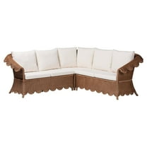 bali & pari Natural Rattan 3-Piece Sectional Set - Handwoven Wicker Corner Lounge Seating
