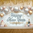 thumbnail image 3 of Gold Silver Theme Happy New Year Banner Disco Ball Design New Year Banner Balloon Decoration Star Pattern Celebration Banner for New Year Party Holiday Celebration Indoor Decoration, 3 of 9