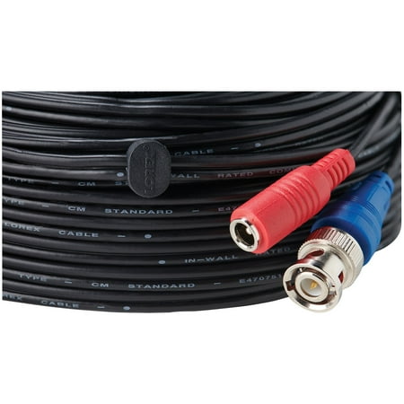 Lorex - 100’ 4K In-wall RG59 to RG59 BNC Video/Power UL CM Cable with Fire-Resistant - Black