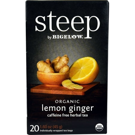 Bigelow Tea Steep Organic Herbal Tea Caffeine Free Lemon Ginger -- 20 Tea Bags
