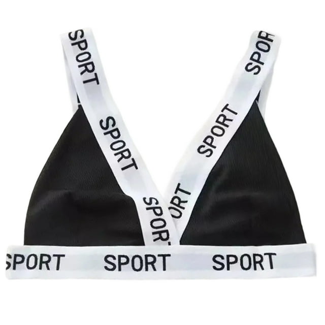 Brasieres de Mujer Bralette Triangular con Estampado de Letras Acanaladas para Mujer, sin Costuras, Cómodo, Elástico, Suave, sin Aros, para Uso Diario Grande
