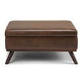 thumbnail image 3 of WyndenHall  Ethan Mid Century Modern Table Ottoman Distressed Chestnut Brown 36'' x 36'' x 19.1 Wood,Faux Leather Square Faux Leather, 3 of 4