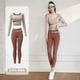 thumbnail image 5 of Traje deportivo de Yoga para mujer, Top de gimnasio para correr, Fitness, mallas ajustadas de manga larga de secado rápido, ropa de bicicleta, ocio al aire libre, 2 uds., 5 of 5