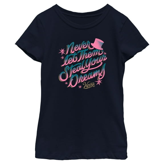 Girl's Wonka Never Let Them Steal Your Dreams Graphic Tee Navy Blue Medium