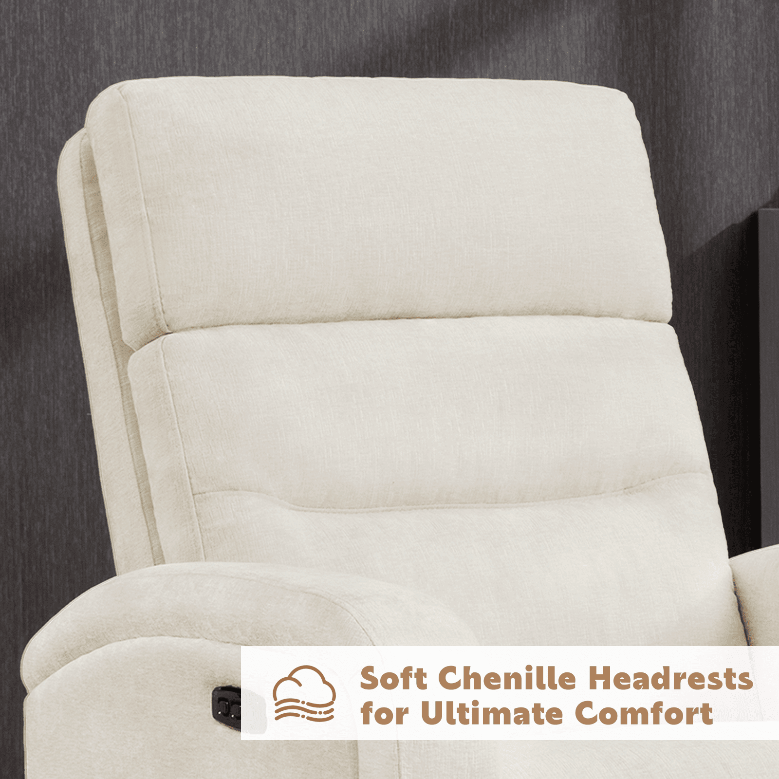 Aemeios Power Swivel Rocker Recliner Chair, Chenille Nursery Recliner for Living Room, Camel
