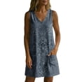 thumbnail image 6 of QQZ Women 2026 Summer Sleeveless Floral Short Shift Dress Cotton Linen Loose Tank Dress, 6 of 7