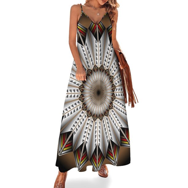 Vestido sin mangas con diseño de plumas nativas, ropa para mujer, ropa de mujer coreana con estilo