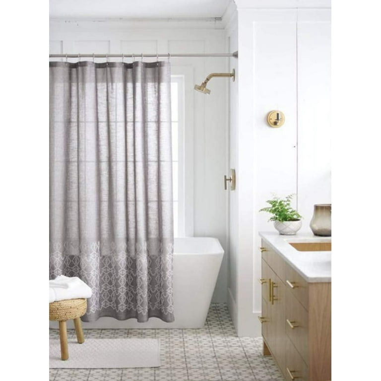 Threshold Embroidered Shower Curtain Gray Com