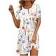 thumbnail image 1 of Puntoco Vestido De Verano Para Mujer, Informal, Estampado, De Playa, Manga Corta, Cuello Redondo, Suelto, Camiseta Sin Mangas, Vestido De Manga Corta Con Cuello Redondo, Amarillo, Xxl, 1 of 5