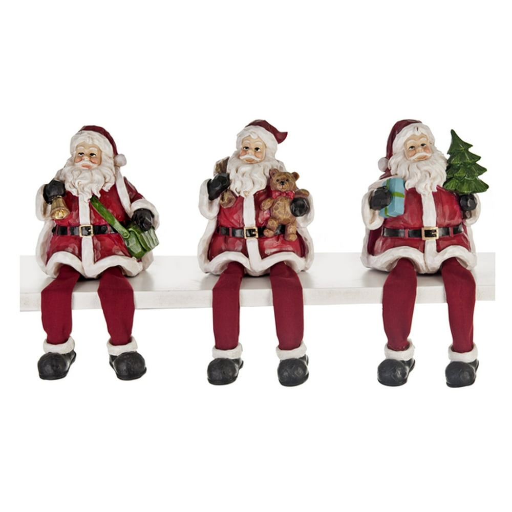 Set of 3 Santa Shelf Sitter Figurine Fireplace Mantle Retro Vintage