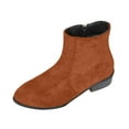 thumbnail image 3 of Mostsola Ankle Boots for Women Low Chunky Stacked Heel Booties with Side Zipper Suede Wide Calf Boot, 3 of 7