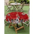 thumbnail image 3 of Outdoor Tablecloth with Umbrella Hole and Zipper, Red Christmas Round Table Cloth 60 Inch Waterproof Tablecloth, Winter Snowman Animals Snowflake Pine Tree Picnic Table Cover for Patio Camping, 3 of 7